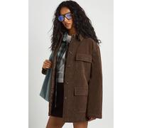 Boohoo Suede Look Utility Pocket Jacket In Chocolate chocolate 10