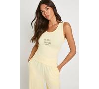 Boohoo Sunday Brunch Vest And Wide Leg Trouser Pyjama Set In Lemon lemon 16