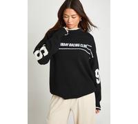 Boohoo Sunday Racing Club Knitted Oversized Crew Neck Jumper In Black black M