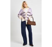 Boohoo Super Soft Button Neck Detail Oversized Boyfriend Cardigan In Lilac lilac L