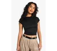 Boohoo Super Soft Cap Sleeve Fitted T-Shirt In Black black 12