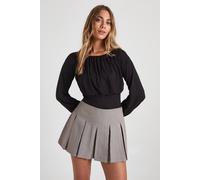 Boohoo Super Soft Cinched Waist Long Sleeve Top In Black black 16