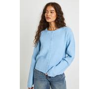 Boohoo Super Soft Crew Neck Knitted Chunky Cardigan In Baby Blue baby blue XS