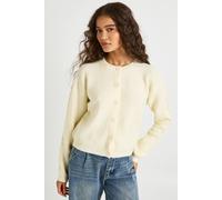 Boohoo Super Soft Crew Neck Knitted Chunky Cardigan In Cream cream M