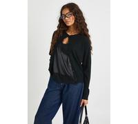 Boohoo Super Soft Lightweight Knitted Crew Neck Cardigan In Black black XL