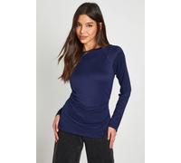 Boohoo Super Soft Long Sleeve Ruched Body Top In Navy navy 10