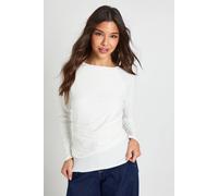 Boohoo Super Soft Long Sleeve Ruched Body Top In White white 14