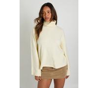 Boohoo Super Soft Roll Neck Oversized Jumper In Cream cream S