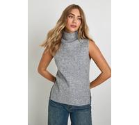 Boohoo Super Soft Roll Neck Sleeveless Jumper In Grey grey