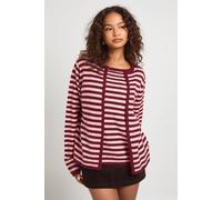 boohoo Women's Super Soft Stripe Knitted 2-In-1 Cami & Cardigan in Pink | Size: Medium