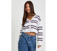 Boohoo Super Soft Striped Oversized Knitted Cardigan In Baby Blue baby blue XL