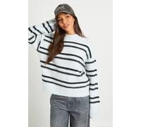 Boohoo Super Soft Striped Oversized Knitted Jumper In Baby Blue baby blue L