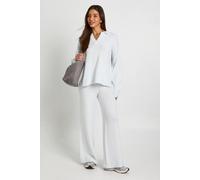 Boohoo Super Soft V Neck Collared Knitted Jumper And Straight Leg Trouser Co-Ord In Baby Blue baby blue M