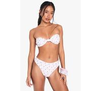 boohoo Women's Swimwear Essentials Ditsy Floral Knot Bandeau Bikini Top in Pink | Size: 6