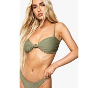 Boohoo Swimwear Essentials Fuller Bust Bandeau Bikini Top In Khaki khaki 14