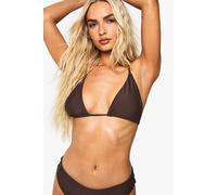 Boohoo Swimwear Essentials Fuller Bust Triangle Top In Chocolate chocolate 10