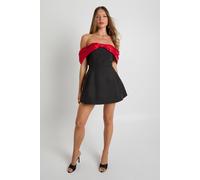 Boohoo Taffeta Contrast Bow Mini Dress In Red red