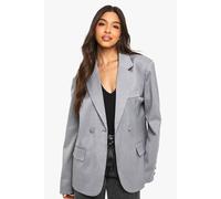 Boohoo Tailored Cinched Waist Wrap Blazer In Grey Marl grey marl 10