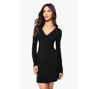 Boohoo Tailored Collarless Cinched Waist Blazer Dress In Black black 8