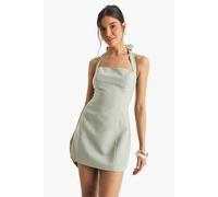 Boohoo Tailored Halterneck A-Line Dress In Sage sage 14