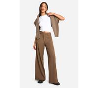 Boohoo Tailored High Rise Straight Leg Trouser In Biscuit biscuit 10