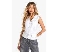 Boohoo Tailored Nylon Button Waistcoat In White white 10
