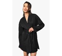 Boohoo Tailored Oversized Wrap Blazer Dress In Black black 16