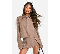 Boohoo Tailored Pleated Mini Skirt In Mocha mocha 16