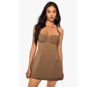 Boohoo Tailored Ruched A-Line Mini Dress In Mocha mocha 12