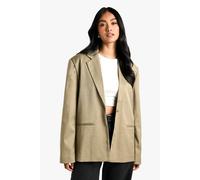 Boohoo Tailored Single Breast Oversized Blazer In Olive olive 16