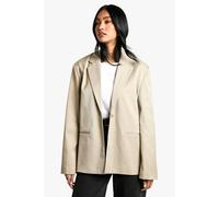 Boohoo Tailored Single Breast Oversized Blazer In Stone stone 14
