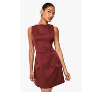 boohoo Women's Tailored Slash Neck Shift Dress in Rust | Size: 16
