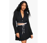 Boohoo Tailored Woven Pleated Mini Skirt In Black black 10