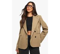 Boohoo Tailored Wrap Button Blazer In Mocha mocha 10