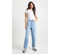 Boohoo Tall Basics High Waist Mom Jean In Light Blue light blue 16/34L