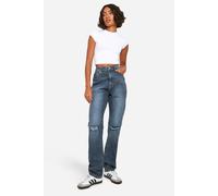 Boohoo Tall Basics High Waisted Straight Leg Jeans In Vintage Blue vintage blue 12