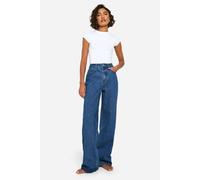 Boohoo Tall Basics High Waisted Wide Leg Jeans In Mid Blue mid blue 10/34L
