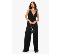 Boohoo Tall Chiffon Strappy Wide Leg Jumpsuit In Black black 8