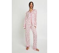 Boohoo Tall Christmas Script Long Sleeve Shirt & Trouser 3 Piece Pyjama Set In White white 18