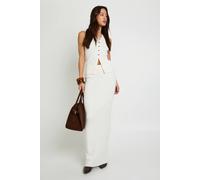 Boohoo Tall Chunky Rib V Neck Knitted Waistcoat And Maxi Skirt Co-Ord In Cream cream L