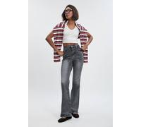 Boohoo Tall Comfort Stretch High Waist Flared Jean In Grey grey 14/34L