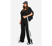 Boohoo Tall Contrast Stripe Wide Leg Trouser In Black black 18