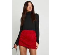 boohoo Women's Tall Crepe Rose Mini Skirt in Red | Size: 6