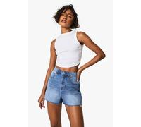 boohoo Women's Tall Denim Mini Short in Mid Wash | Size: 8