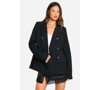 Boohoo Tall Double Breasted Blazer In Black black 14
