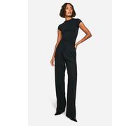 Boohoo Tall Essential Straight Leg Tailored Trousers In Black black 18/36L