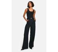 Boohoo Tall Essential Wide Leg Tailored Trousers In Black black 8/34L