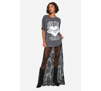 Boohoo Tall Eyelash Lace Column Maxi Skirt In Black black 6