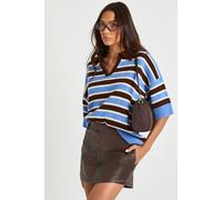 boohoo Women's Tall Faux Leather Low Rise Skort in Chocolate | Size: 18