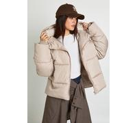Boohoo Tall Hooded Padded Puffer Jacket In Stone stone 12